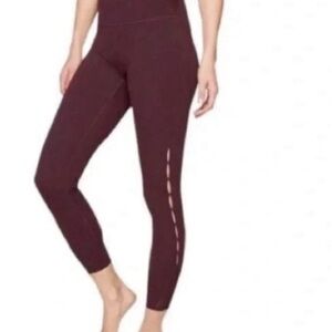 Athleta High Rise Peekaboo Burgundy Leggings #869241-02
